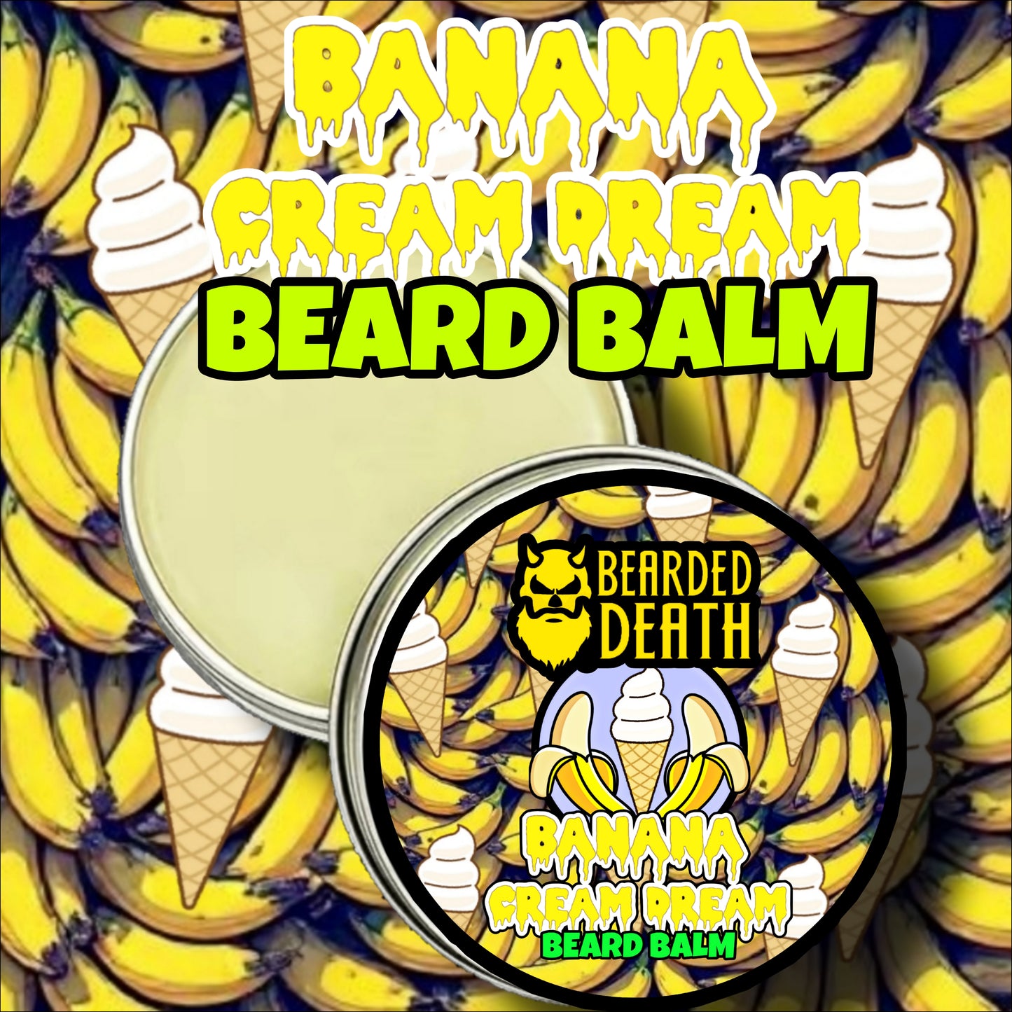 BEARDED DEATH BANANA CREAM DREAM BEARD BALM 1 oz.