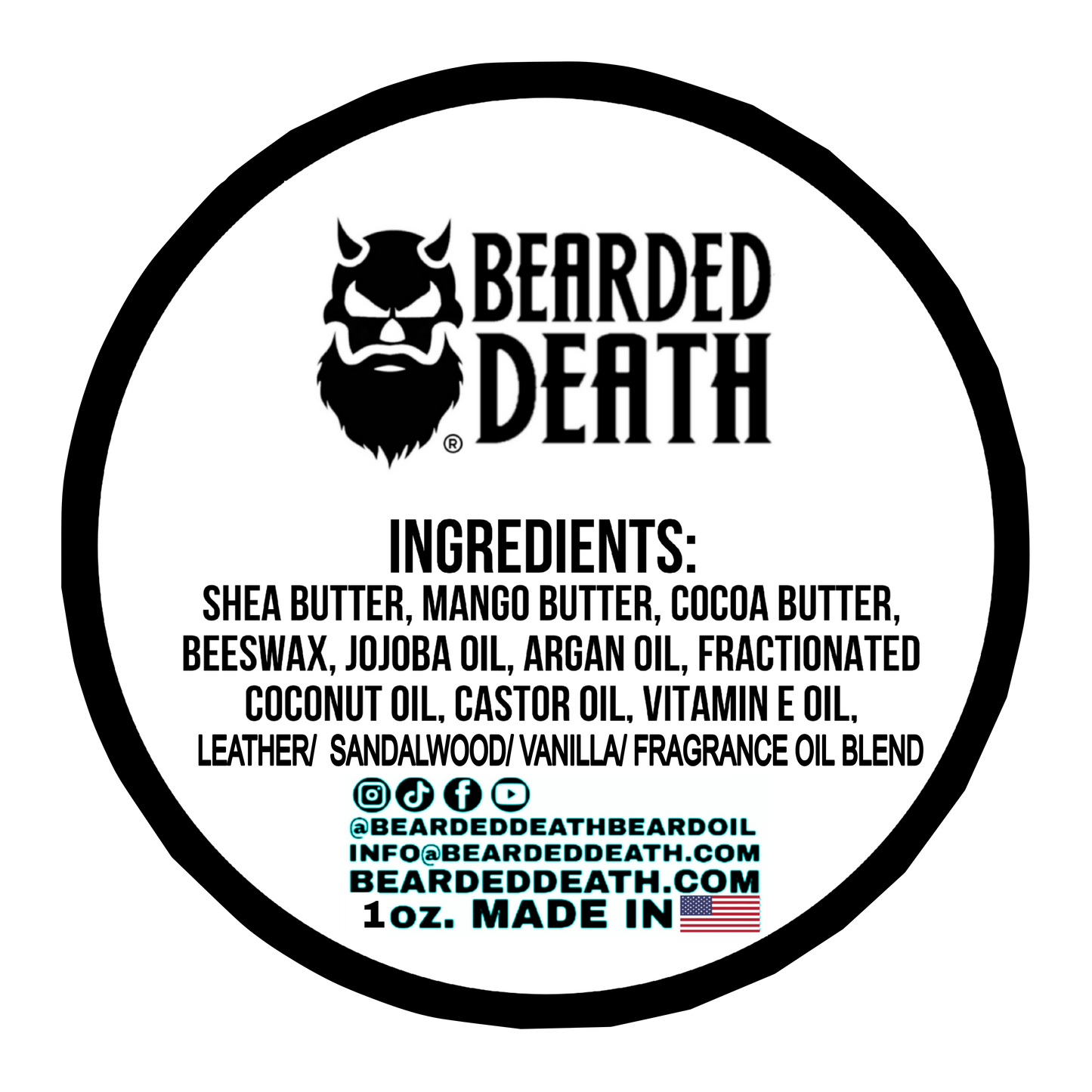 BEARDED DEATH/ MICHIGAN BEARDED VILLAINS NORTH CODE COLLABORATION BEARD BALM 1 oz.