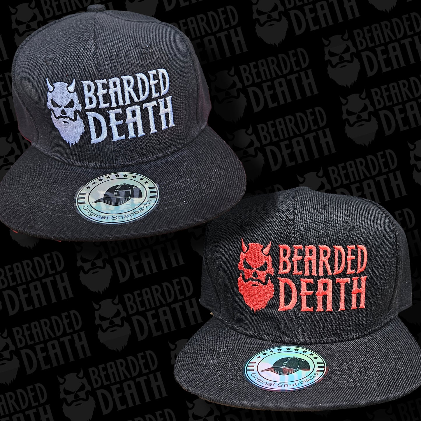 BEARDED DEATH EMBROIDERED SNAPBACK HATS