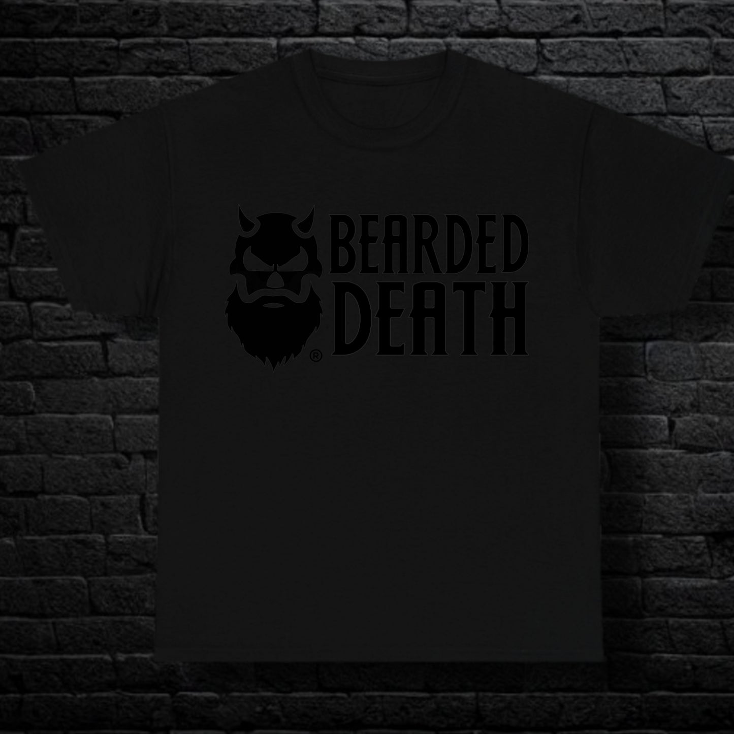 BEARDED DEATH BLACK ON BLACK 2.0 LOGO T SHIRT