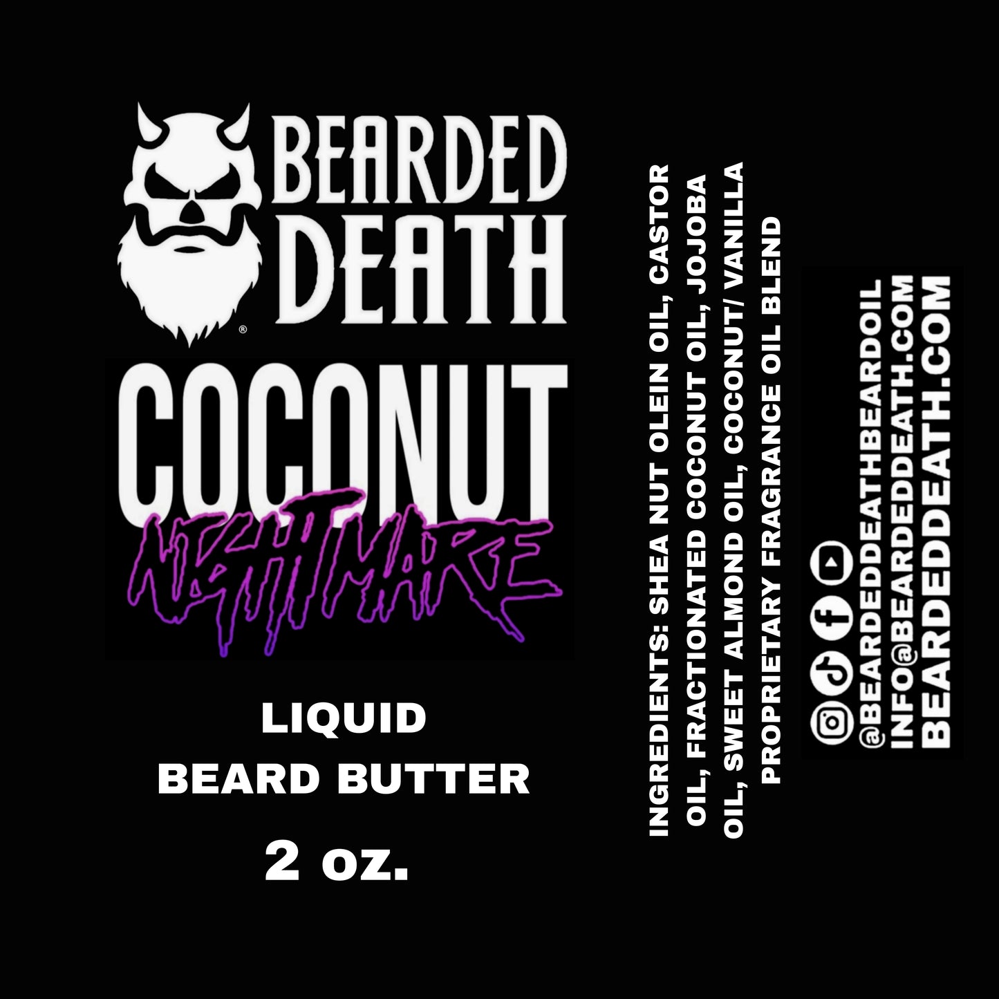 BEARDED DEATH COCONUT NIGHTMARE LIQUID BEARD BUTTER 2 oz.