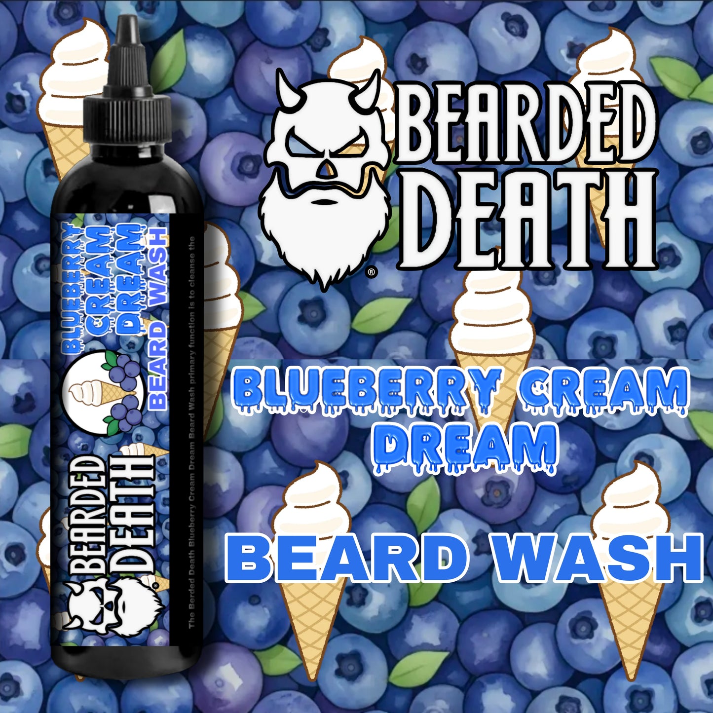 BEARDED DEATH BLUEBERRY CREAM DREAM BEARD WASH 8 oz.