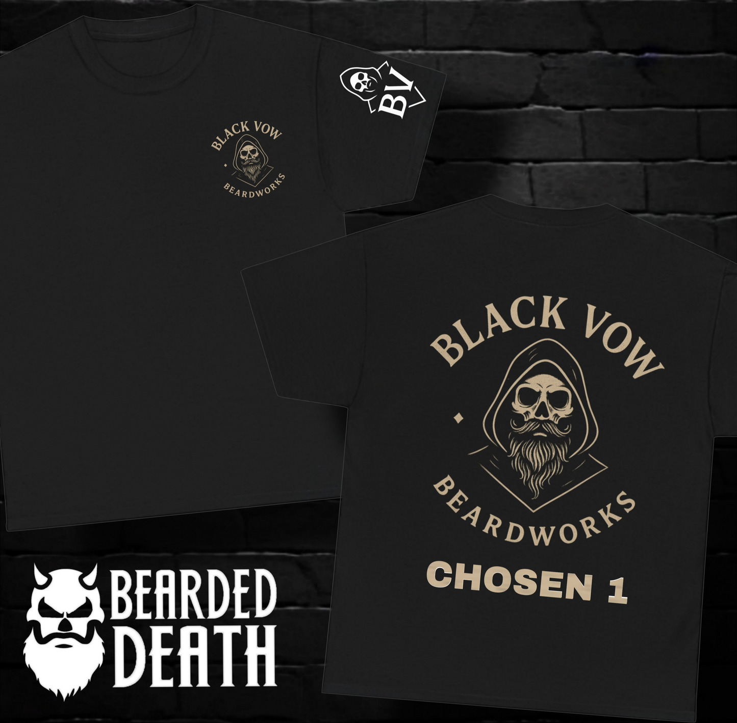 BEARDED DEATH/ BLACK VOW THE MAKER 'CHOSEN 1' T SHIRT
