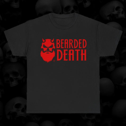 BEARDED DEATH RED 2.0 LOGO UNISEX HEAVY COTTON TEE