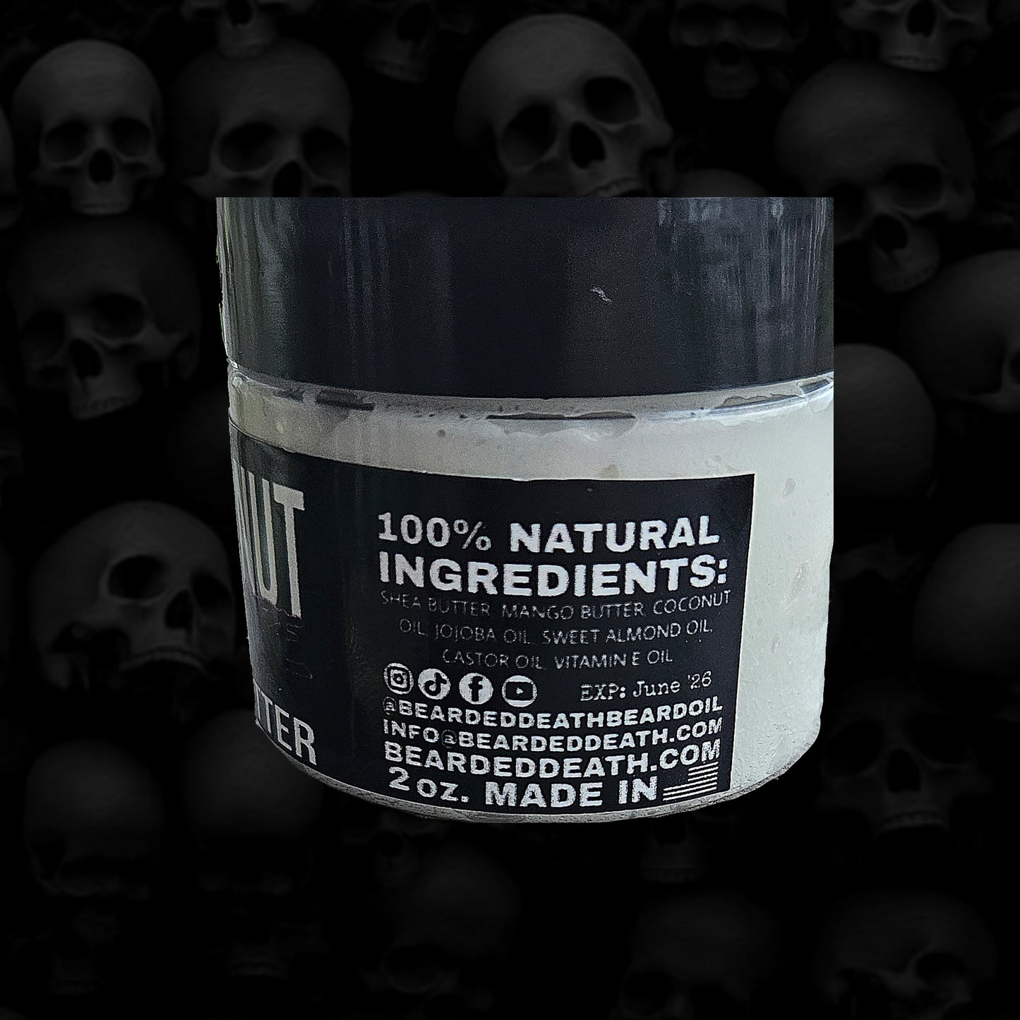 BEARDED DEATH COCONUT NIGHTMARE BEARD BUTTER 2oz.