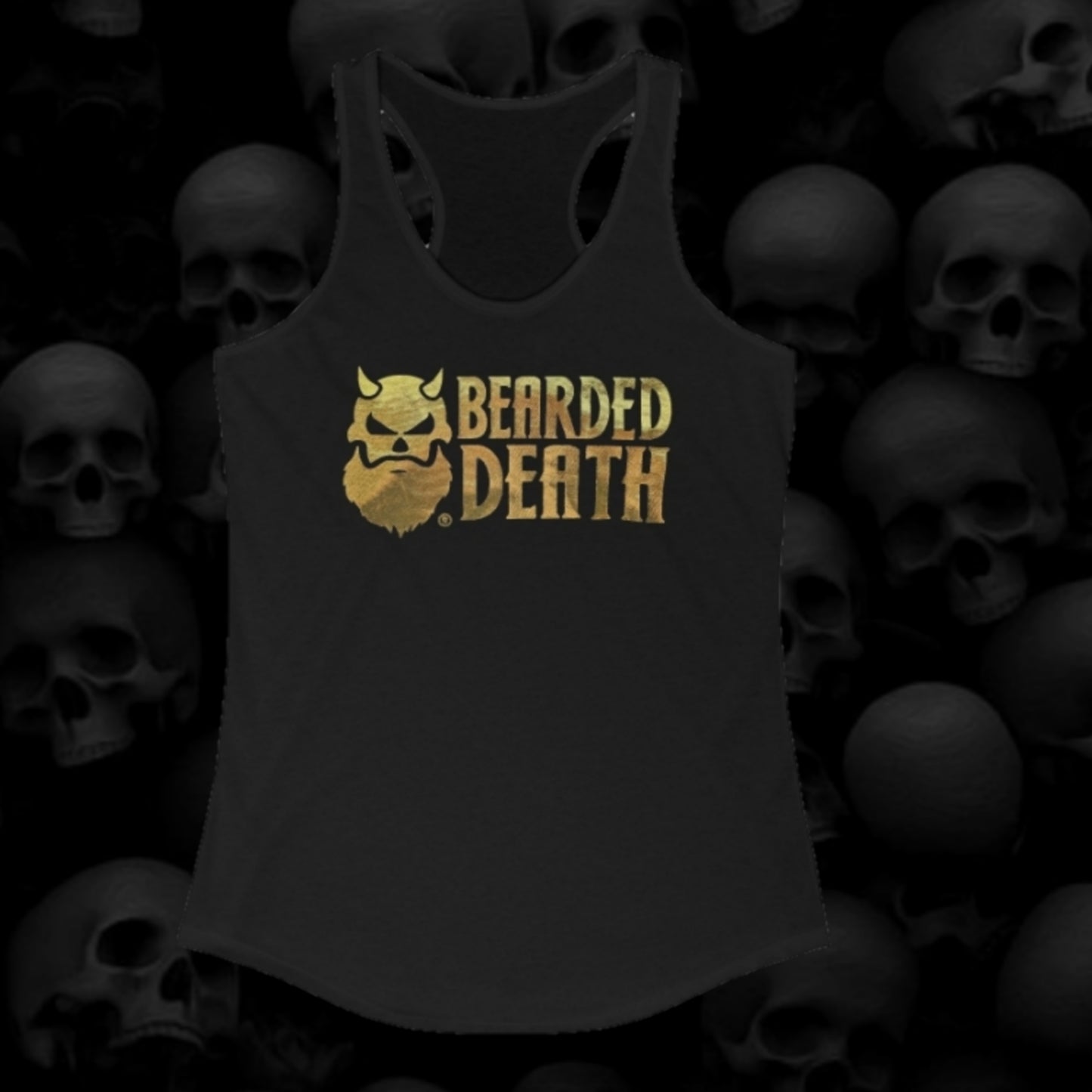 WOMENS BEARDED DEATH LOGO RACERBACK TANK TOPS