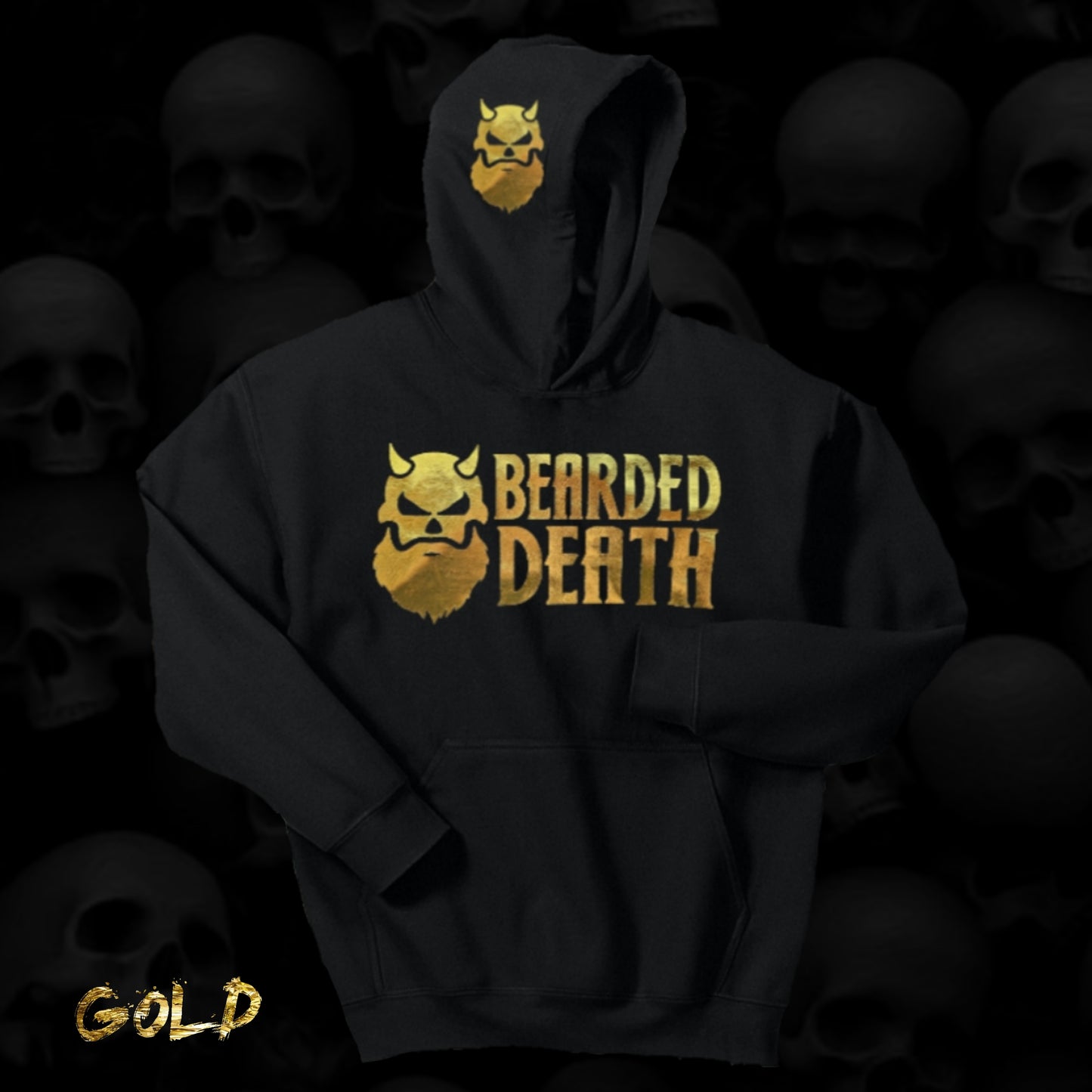 BEARDED DEATH GOLD FOIL 2.0 LOGO HOODIE