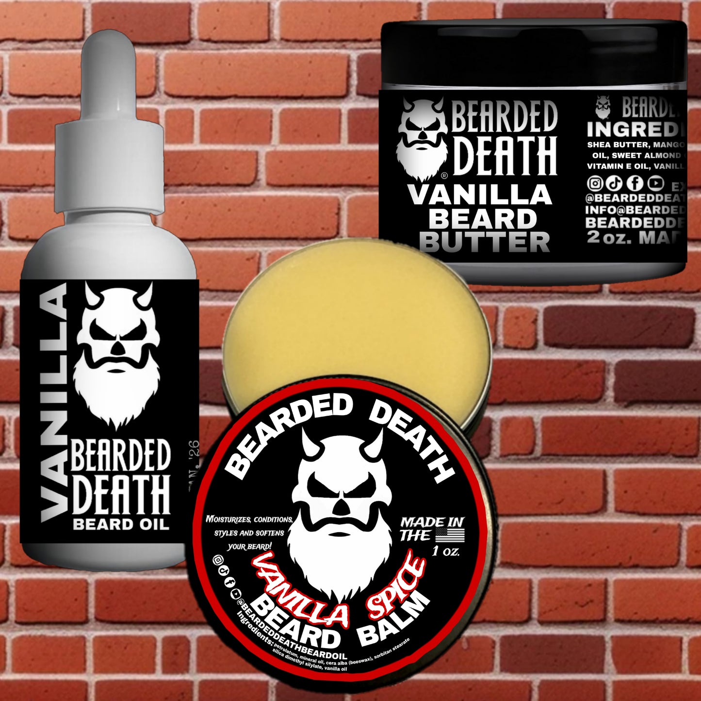 BEARDED DEATH VANILLA OIL, BALM AND BUTTER SET