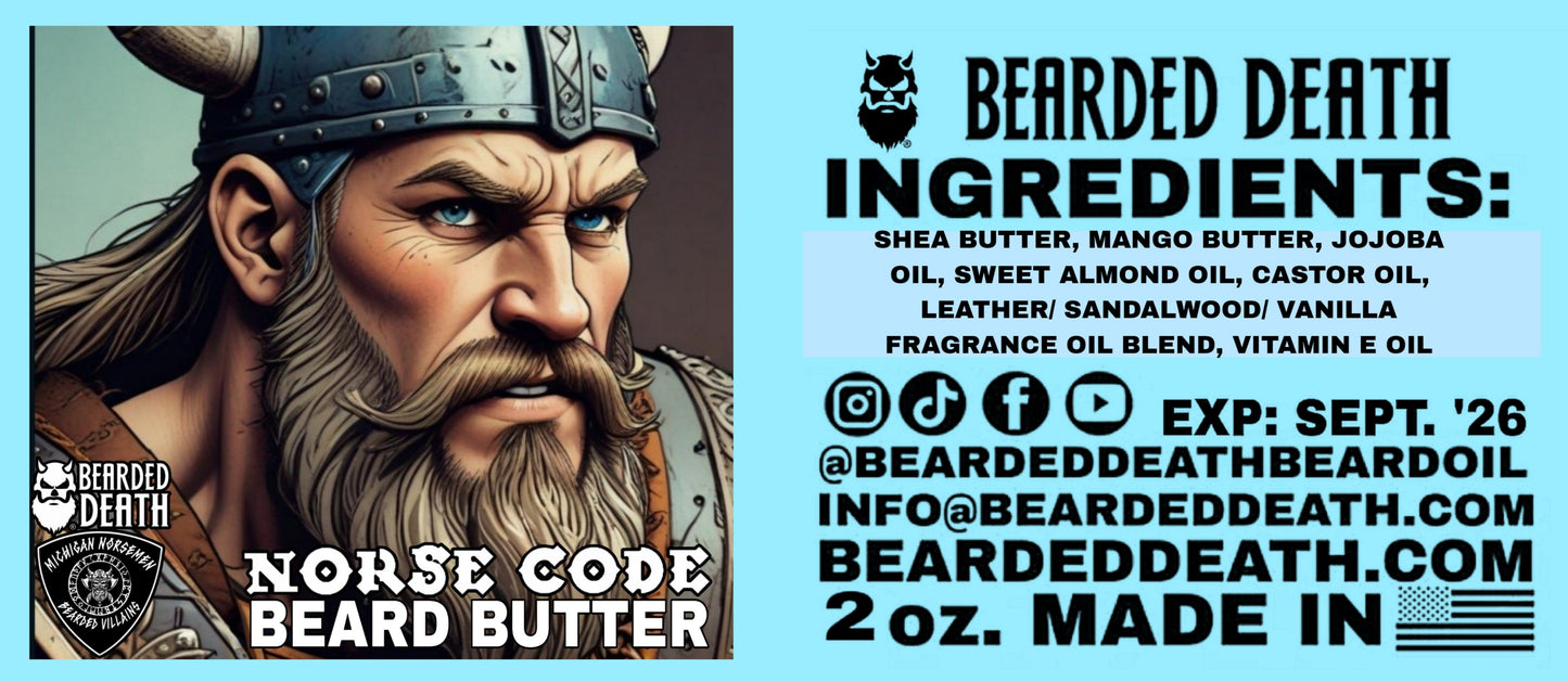 BEARDED DEATH/ MICHIGAN NORSEMEN NORSE CODE BEARD BUTTER 2 oz