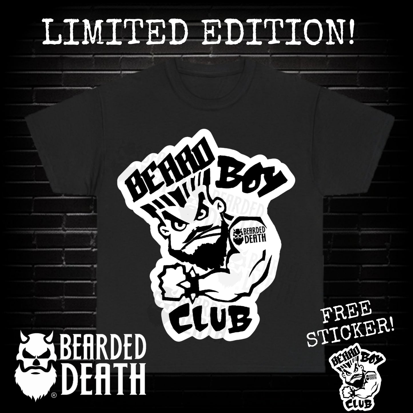 BEARDED DEATH BEARD BOY CLUB LIMITED EDITION T SHIRT