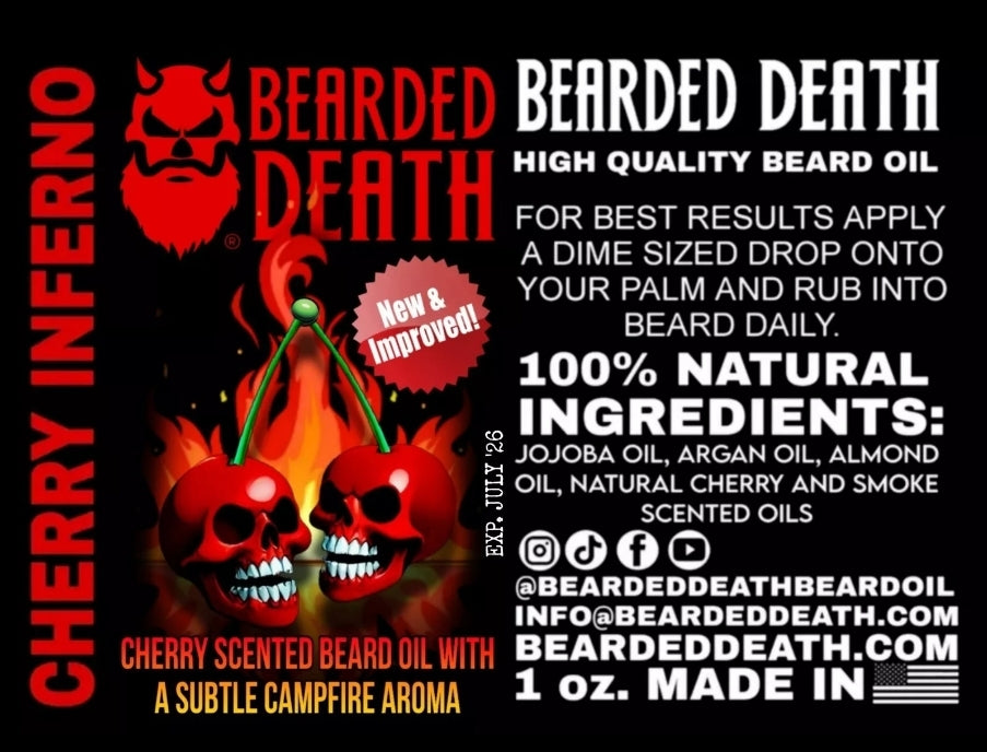 BEARDED DEATH CHERRY INFERNO BEARD OIL 1oz.