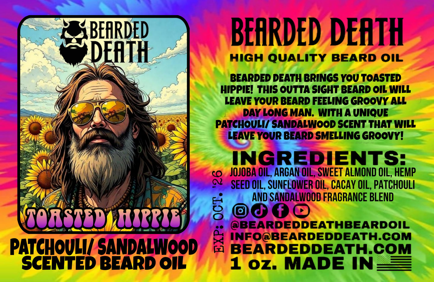 BEARDED DEATH TOASTED HIPPIE BEARD OIL 1 oz.