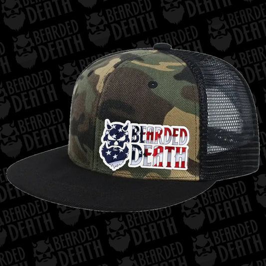 BEARDED DEATH 'MERICA CAMO MESH BACK SNAPBACK HAT
