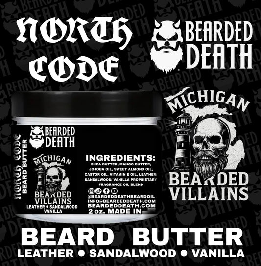 BEARDED DEATH/ MICHIGAN BEARDED VILLAINS NORTH CODE BEARD BUTTER 2 oz