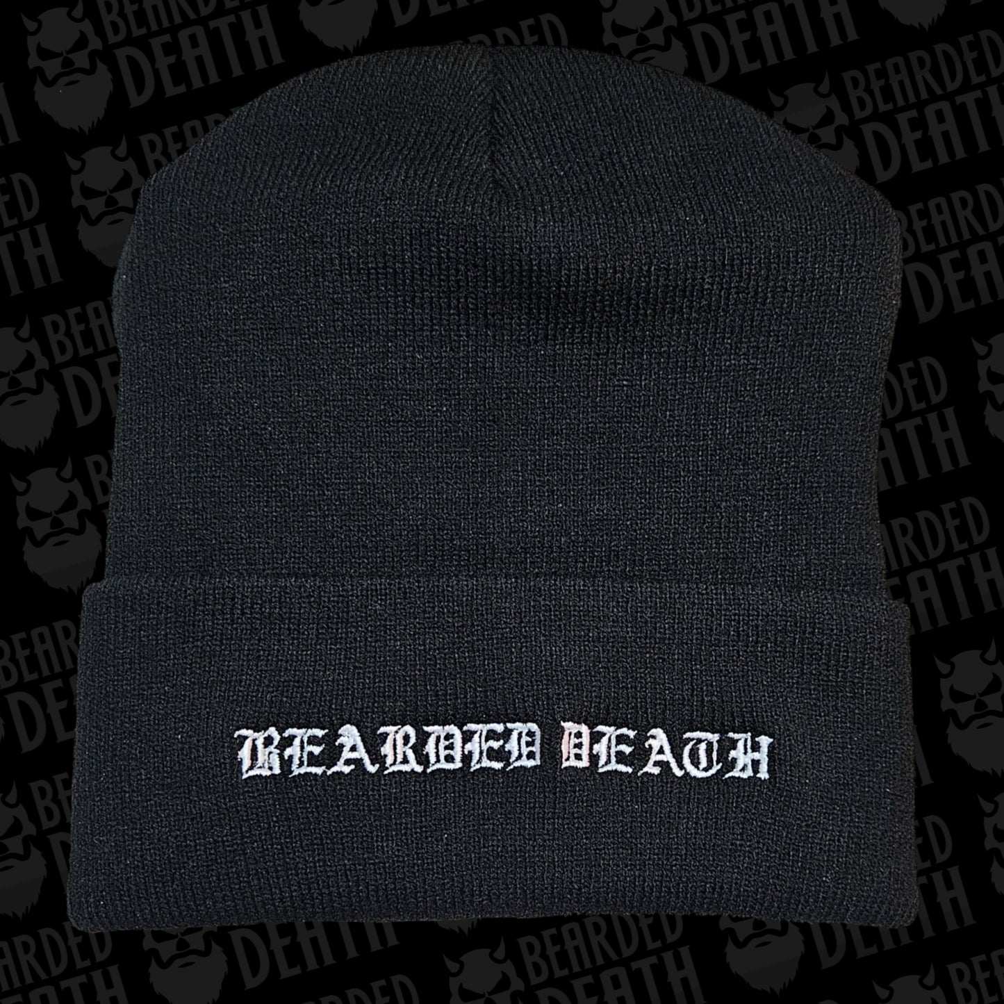 BEARDED DEATH EMBROIDERED KNIT BEANIE