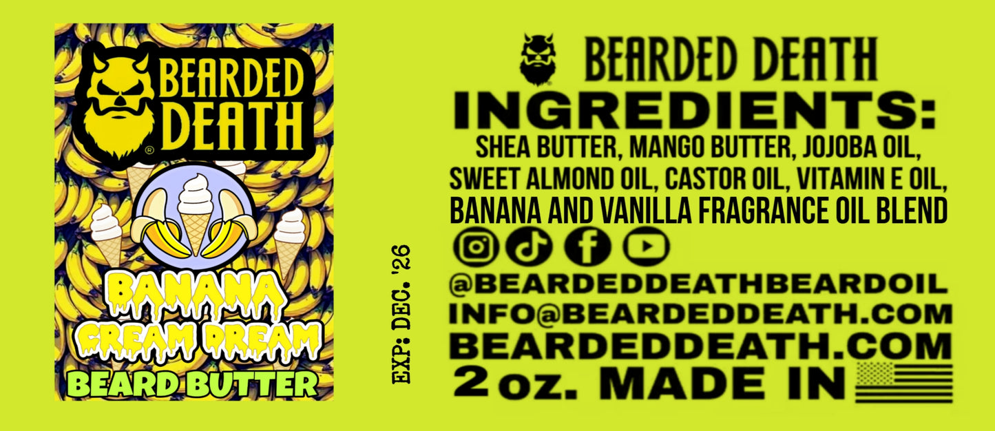 BEARDED DEATH BANANA CREAM DREAM BEARD BUTTER AND BEARD OIL SET