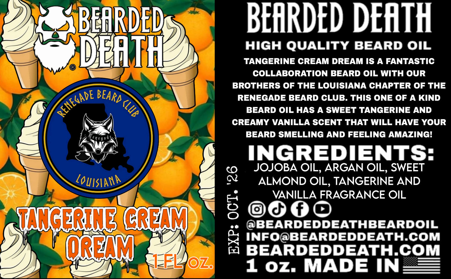 BEARDED DEATH TANGERINE CREAM DREAM BEARD OIL 1 oz.