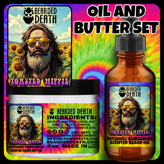 BEARDED DEATH TOASTED HIPPIE BEARD BUTTER AND BEARD OIL SET