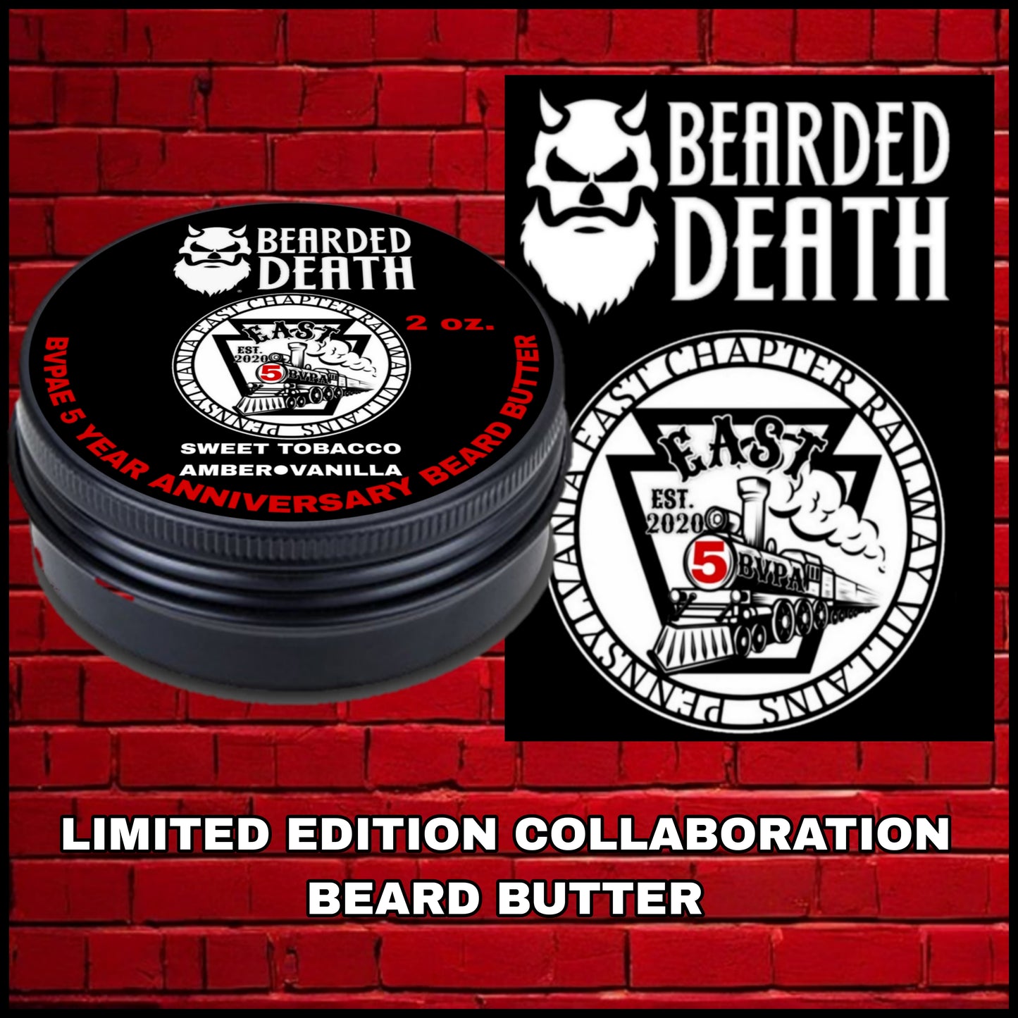 BEARDED DEATH/ BEARDED VILLAINS PA EAST 5 YEAR ANNIVERSARY COLLABORATION BEARD BUTTER 2 oz.