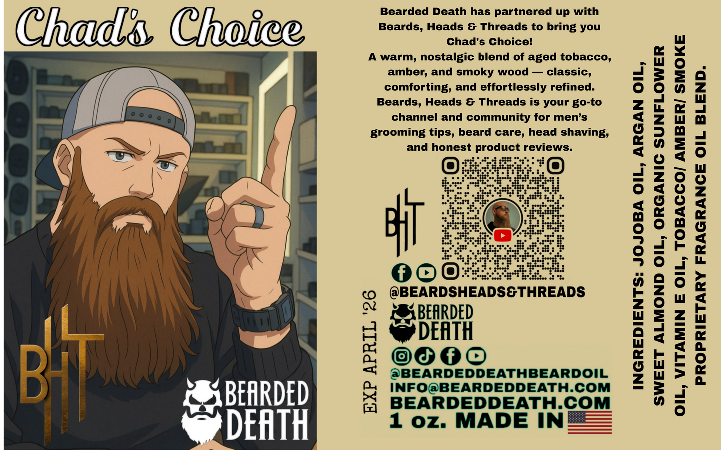 BEARDED DEATH/ CHADS CHOICE COLLABORATION BEARD OIL 1 oz