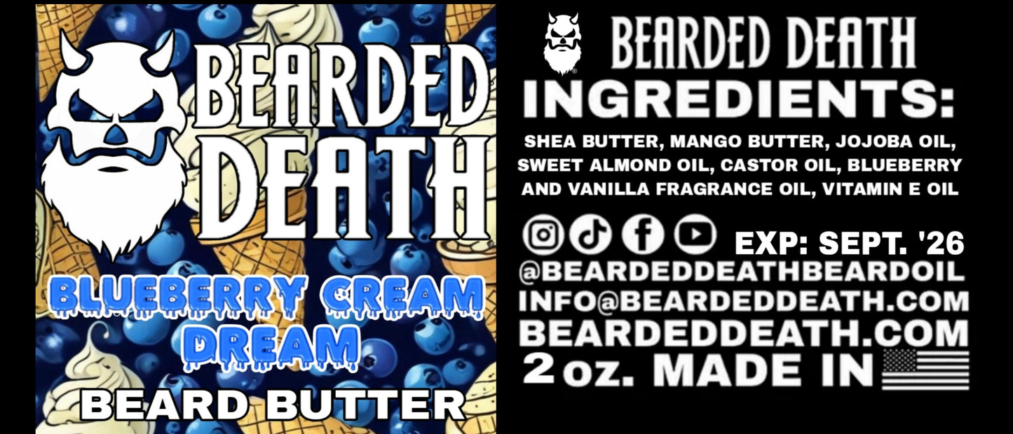 BEARDED DEATH BLUEBERRY CREAM DREAM BEARD BUTTER 2 oz.