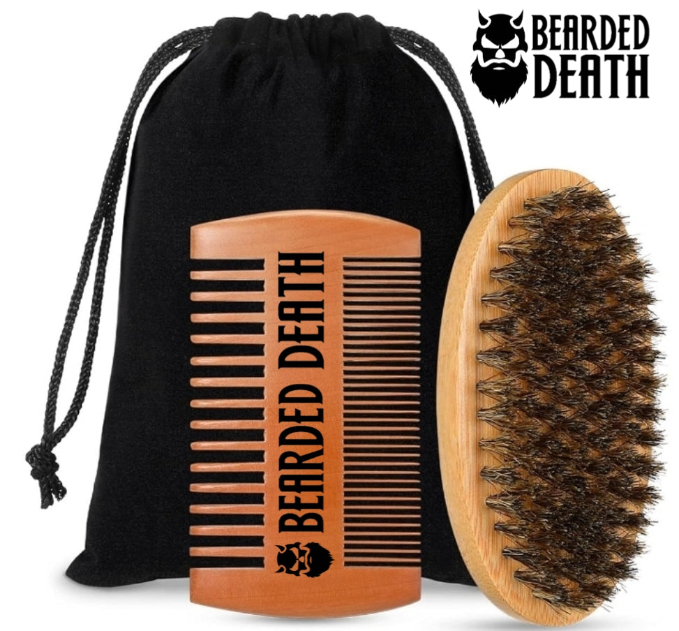 BEARDED DEATH BEARD BRUSH AND COMB SET