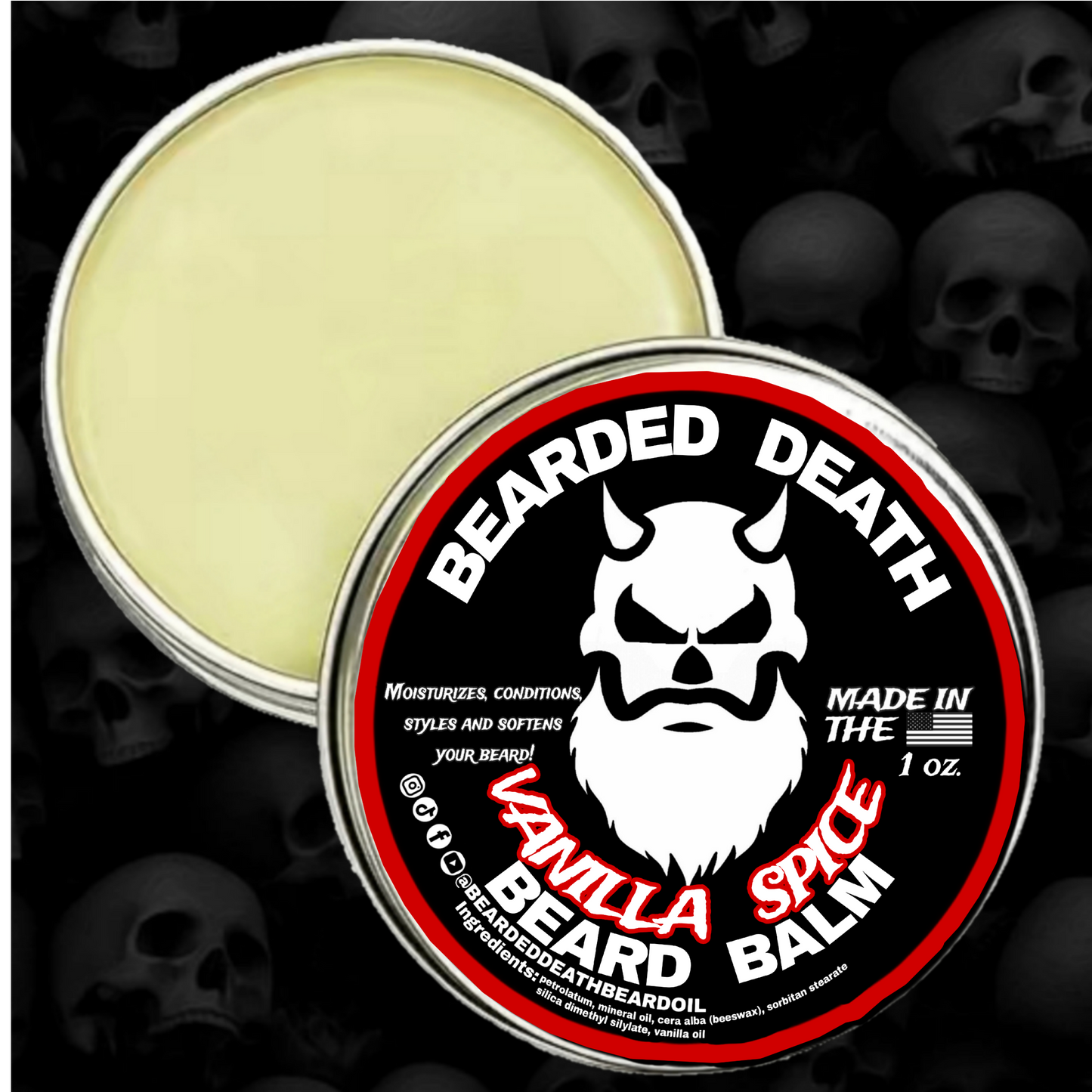 BEARDED DEATH VANILLA SPICE SCENTED BEARD BALM 1 oz.