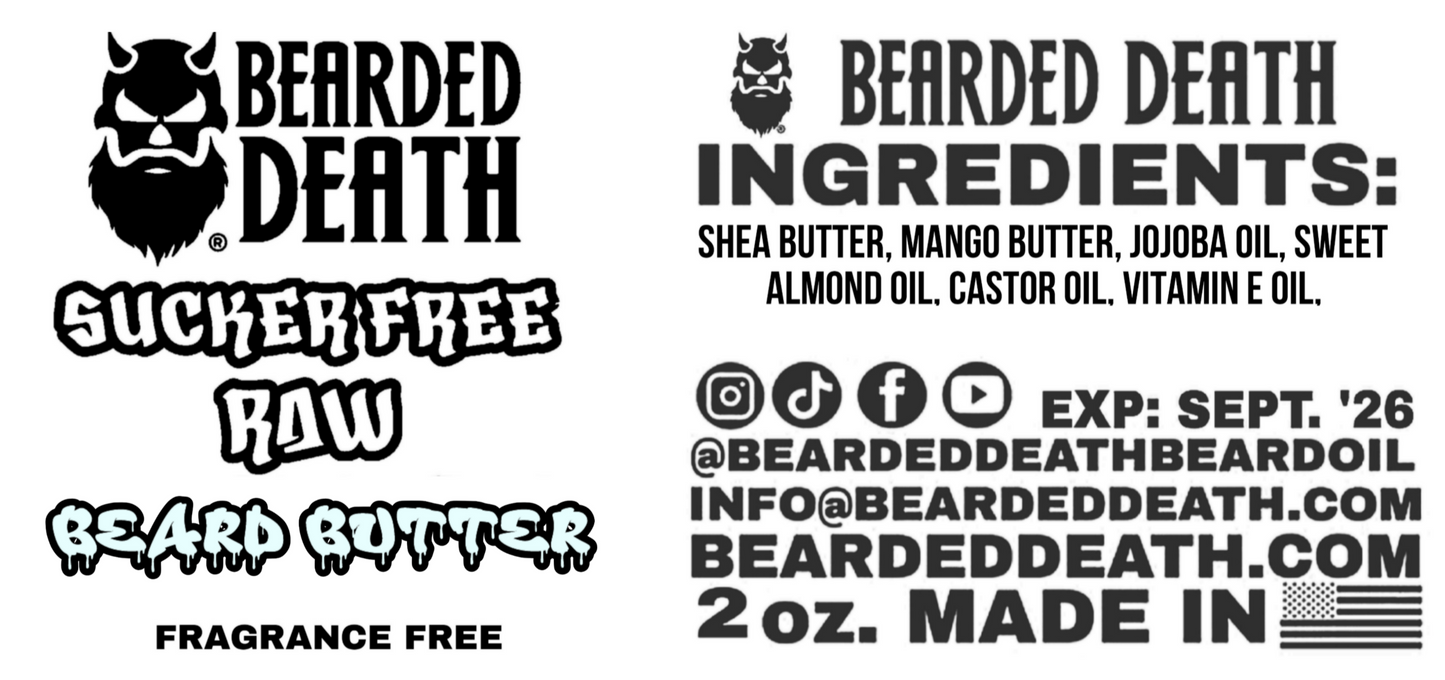 BEARDED DEATH SUCKER FREE RAW BEARD BUTTER 2 oz.