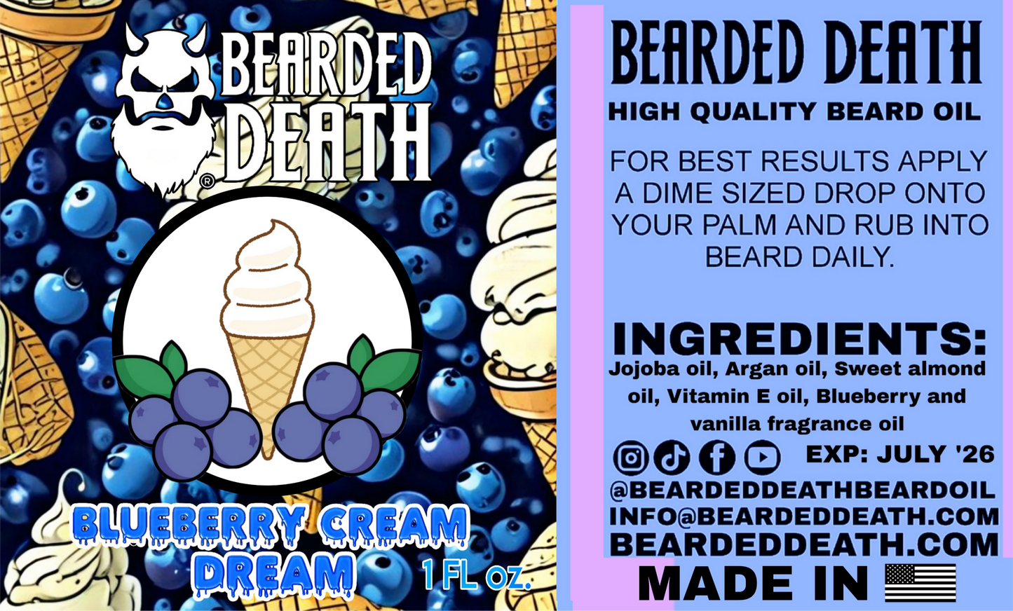 BEARDED DEATH BLUEBERRY CREAM DREAM BUTTER AND BEARD OIL SET